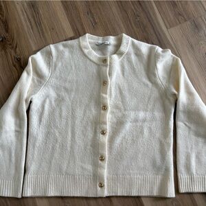 Abercrombie & Fitch Elegant Cream Button-Up Sweater